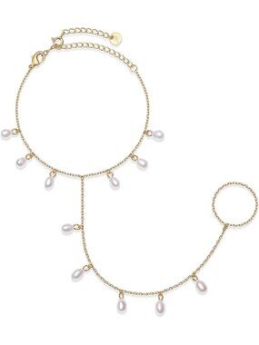 14K Gold Plated Adjustable Hand Chain Bracelet for Women - Elegant Fashion